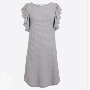J. Crew Striped Ruffle Sleeve Dress